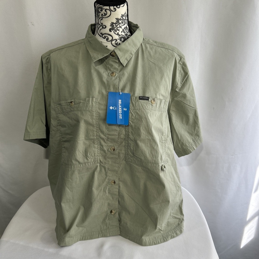 Columbia Womens Size XXL Green Brea Falls Woven Short Sleeve Button Up Shirt